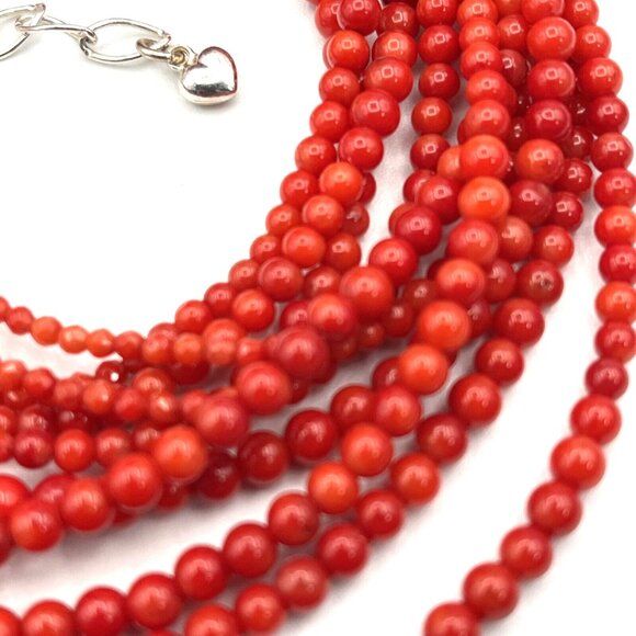 Jay King DTR Sterling CORAL Torsade Graduated Bead Necklace and Earrings Set - Picture 8 of 8